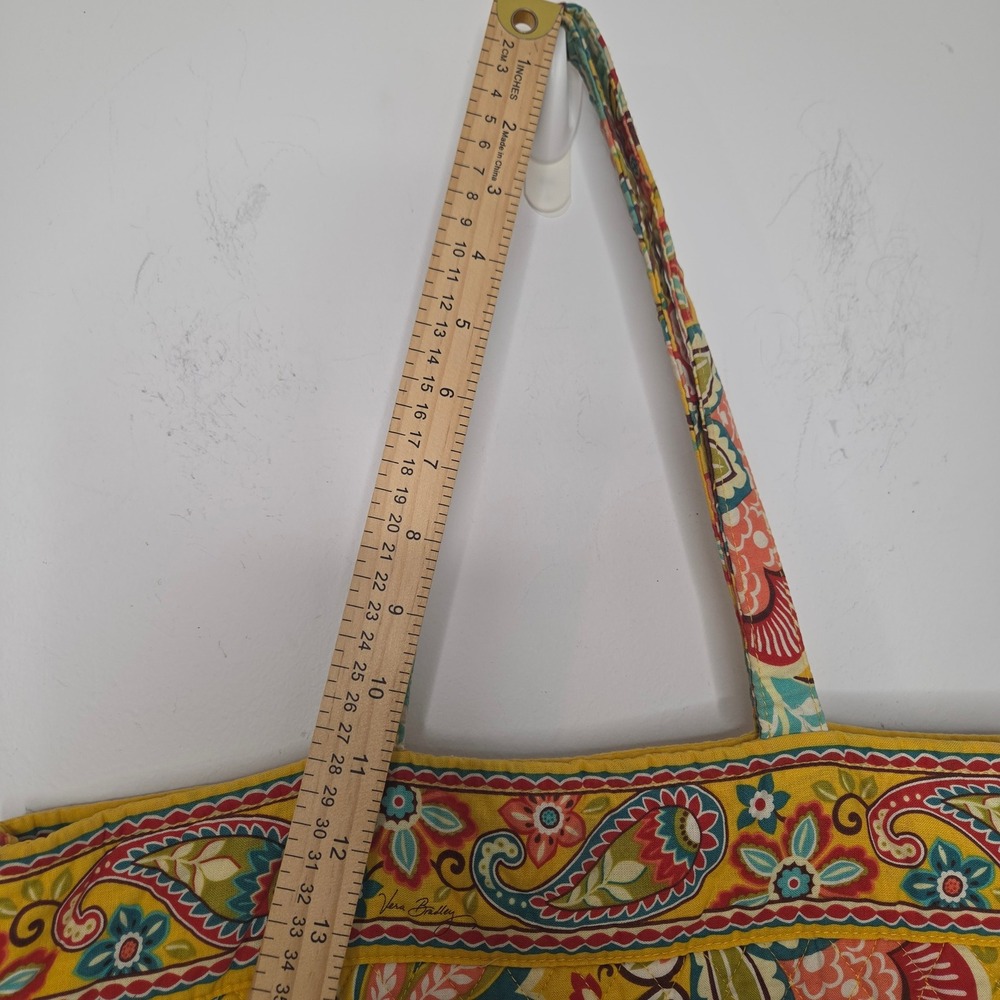 Vera Bradley Sun Valley Quilted Cotton Tote Bag Yellow Floral‎ Paisley Large - Picture 4 of 7